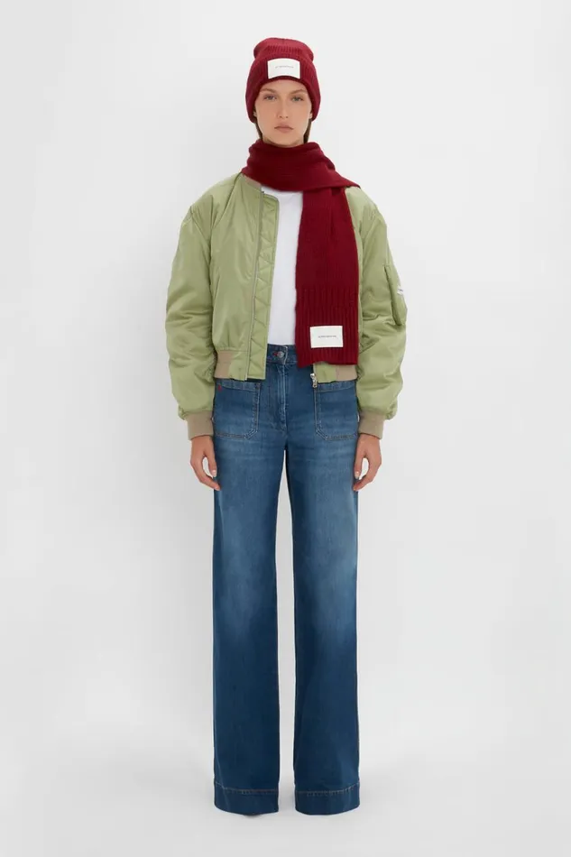 Knitwear Women Victoria Beckham Exclusive Logo Patch Scarf In Burgundy