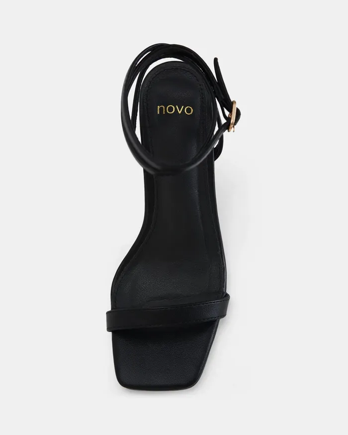 LAKER BLACK Open Toe Heels Party NOVO Shoes Women