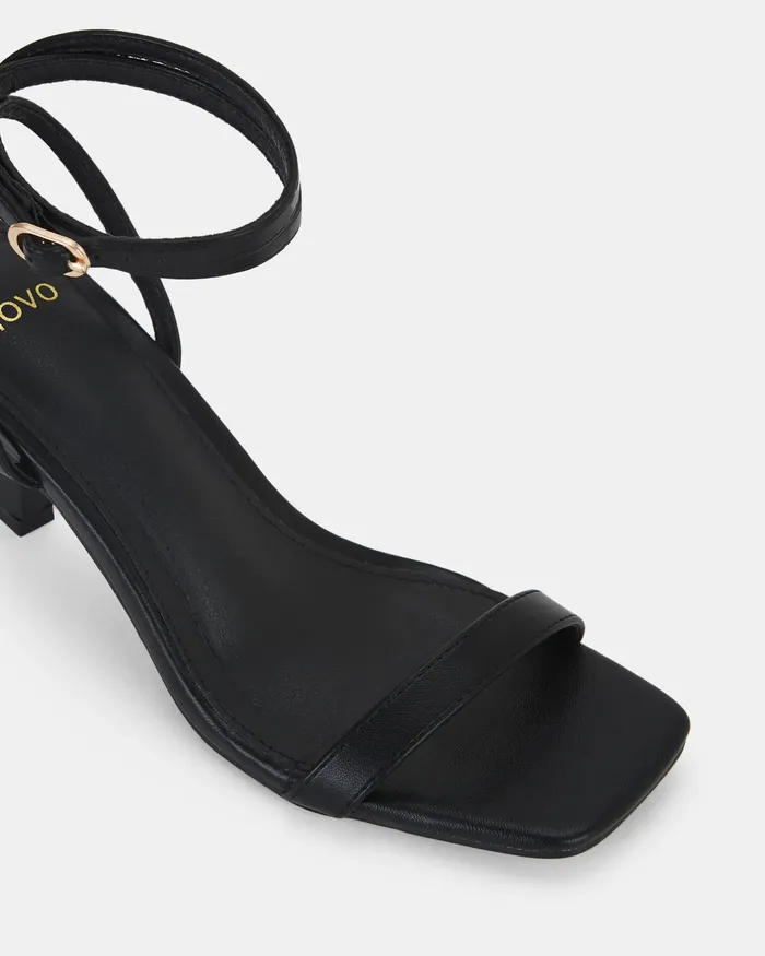 LAKER BLACK Open Toe Heels Party NOVO Shoes Women