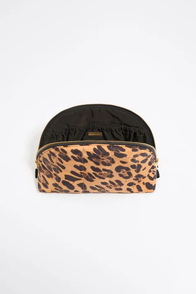 Large Leopard Nylon Halfmoon Makeup Case Leopard Natural Women Bimba Y Lola Vanity Pouches Large Leopard Nylon Halfmoon Makeup Case Leopard Natural Women Bimba Y Lola Vanity Pouches