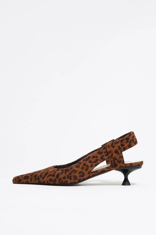Leopardprint Leather Slingback Court Shoe Tan Women Bimba Y Lola Court Shoes