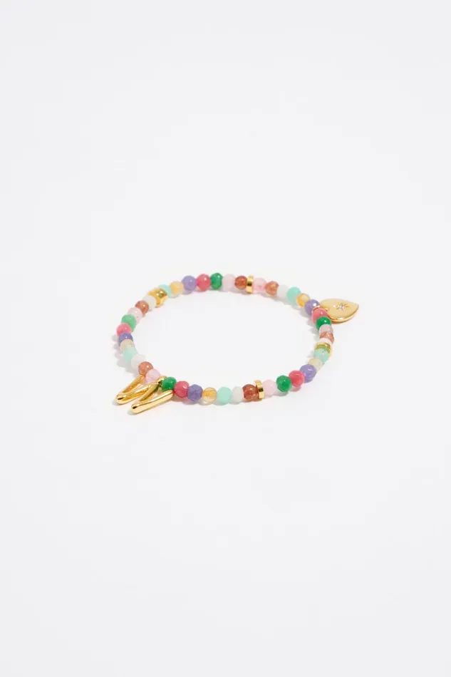 Letter W Multicolor Stones Bracelet Gold Women Bimba Y Lola Alphabet