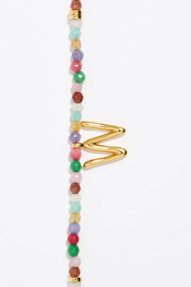 Letter W Multicolor Stones Bracelet Gold Women Bimba Y Lola Alphabet