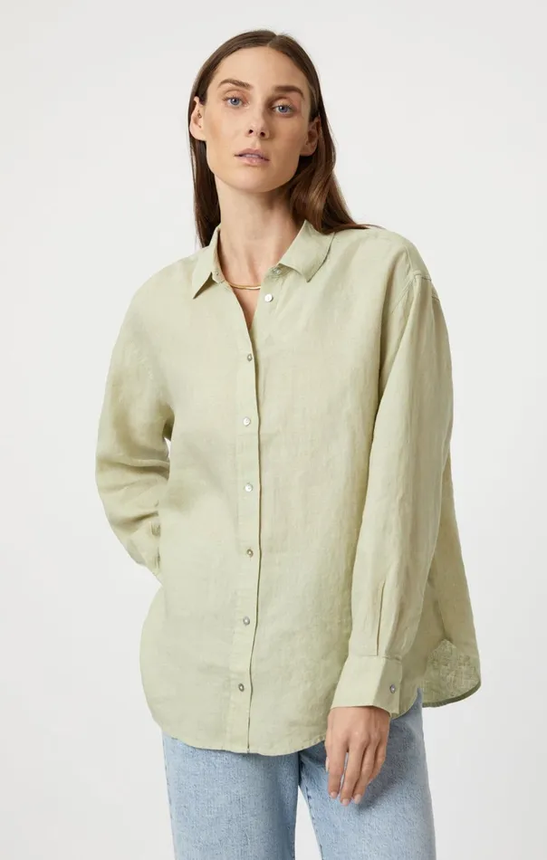 Linen ButtonUp Shirt In Lint Women Mavi Jeans Shirts