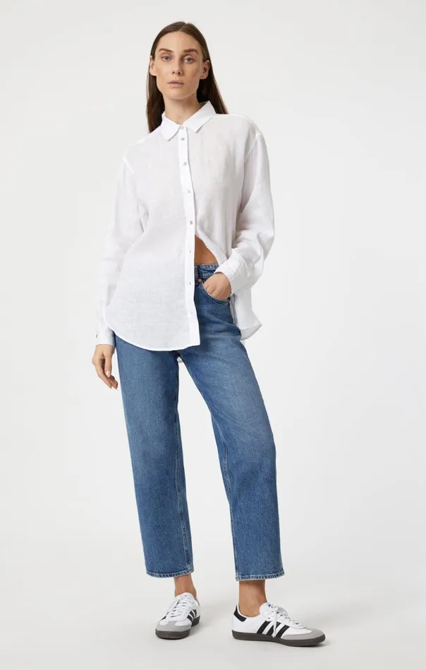 Linen ButtonUp Shirt In White Women Mavi Jeans Shirts Linen ButtonUp Shirt In White Women Mavi Jeans Shirts