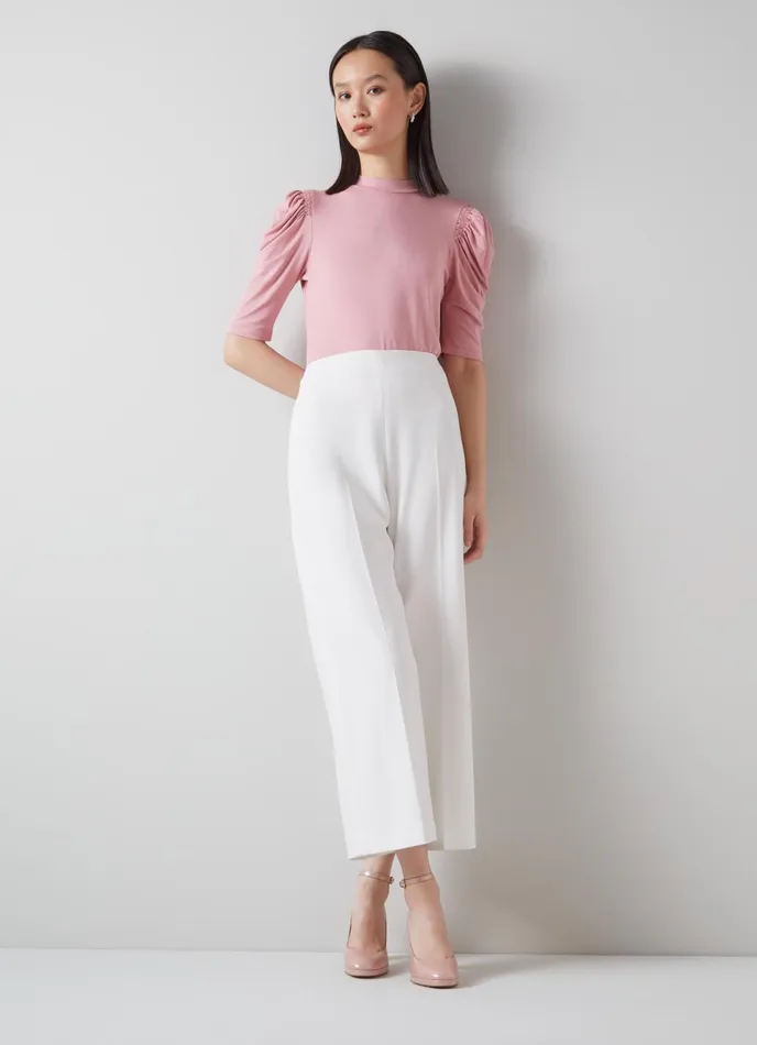 LK Bennett Adele Cream Recycled Crepe Trousers Women Trousers