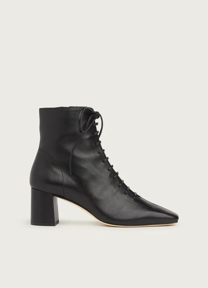 LK Bennett Arabella Black Leather LaceUp Ankle Boots Women Boots