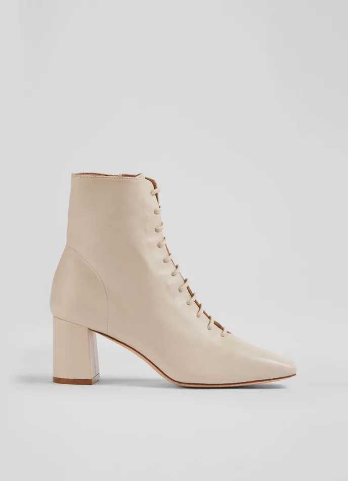 LK Bennett Arabella Black Leather LaceUp Ankle Boots Women Boots