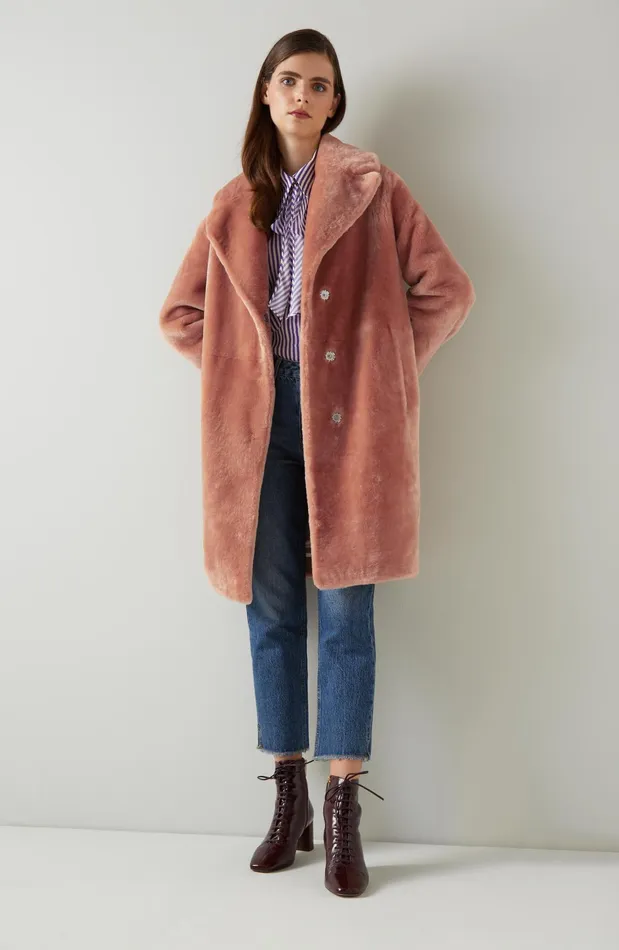 LK Bennett Armelia Apricot Shearling Coat Women Coats and Jackets