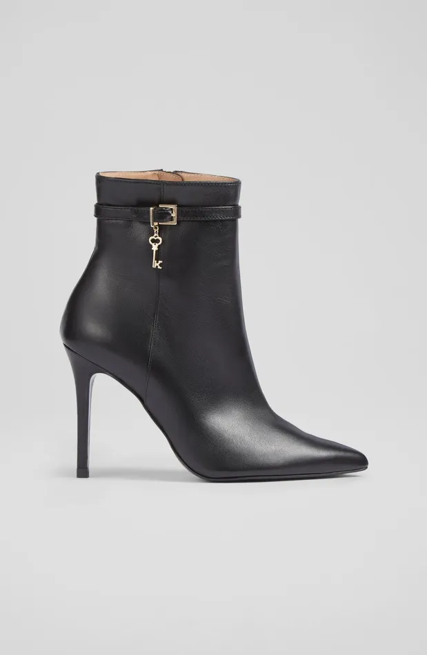 LK Bennett Clover Black Leather Ankle Boots Women Boots