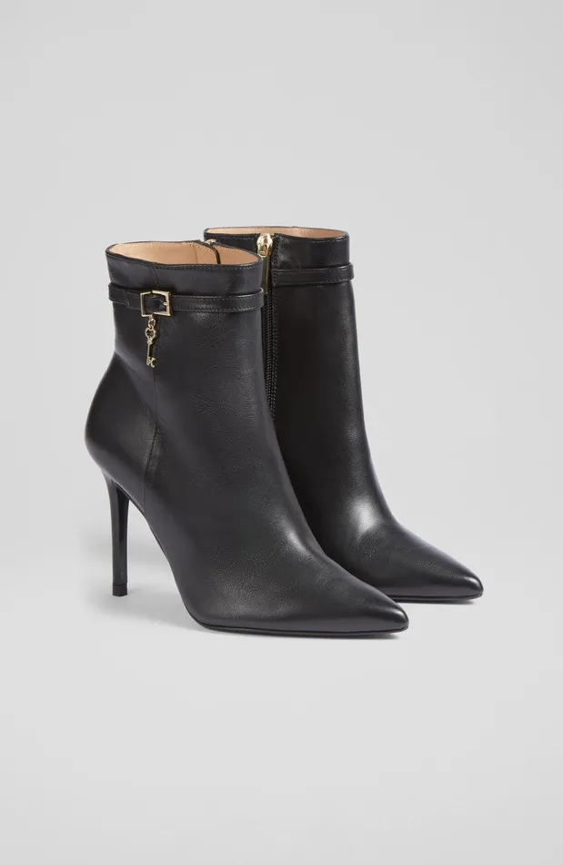 LK Bennett Clover Black Leather Ankle Boots Women Boots