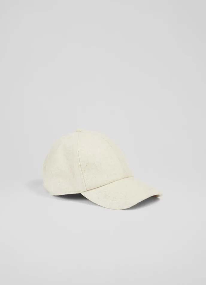 LK Bennett Delaney Cream Wool Baseball Cap Women Hats and Fascinators