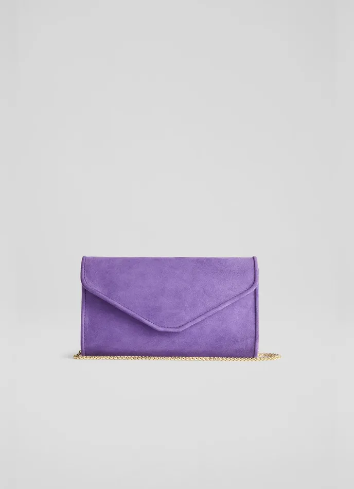 LK Bennett Dominica Orange Suede Clutch Bag Women Clutch Bags