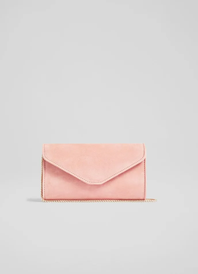 LK Bennett Dominica Orange Suede Clutch Bag Women Clutch Bags
