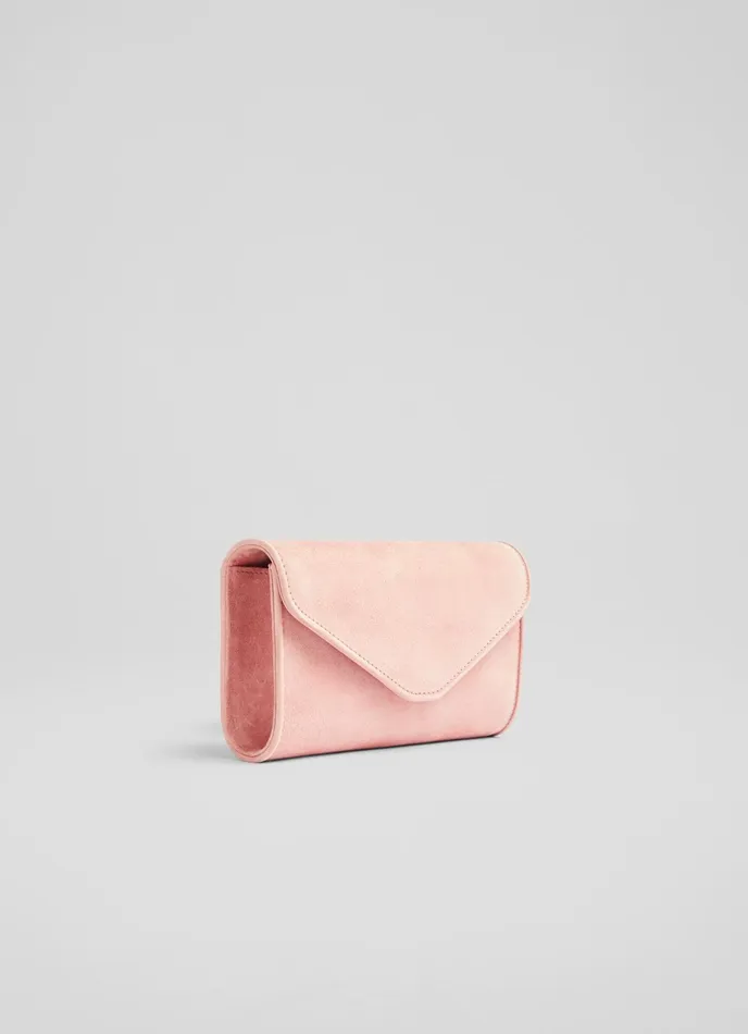 LK Bennett Dominica Orange Suede Clutch Bag Women Clutch Bags