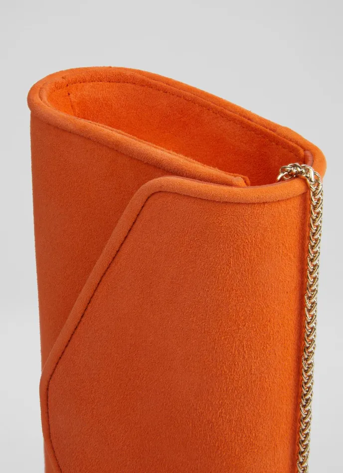 LK Bennett Dominica Orange Suede Clutch Bag Women Clutch Bags