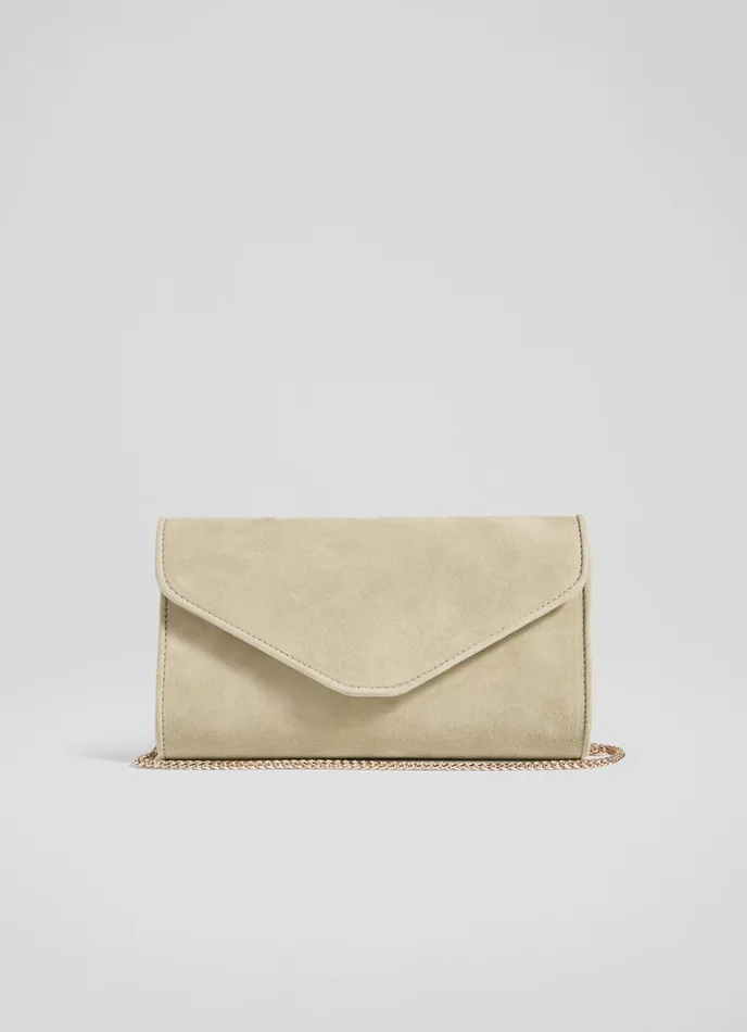 LK Bennett Dominica Orange Suede Clutch Bag Women Clutch Bags