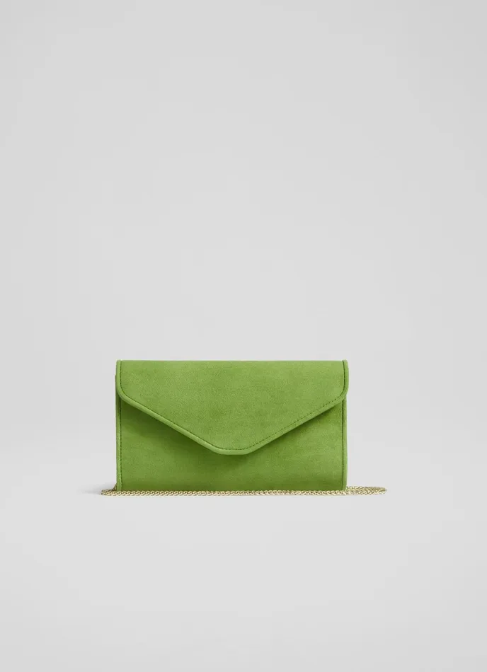 LK Bennett Dominica Orange Suede Clutch Bag Women Clutch Bags