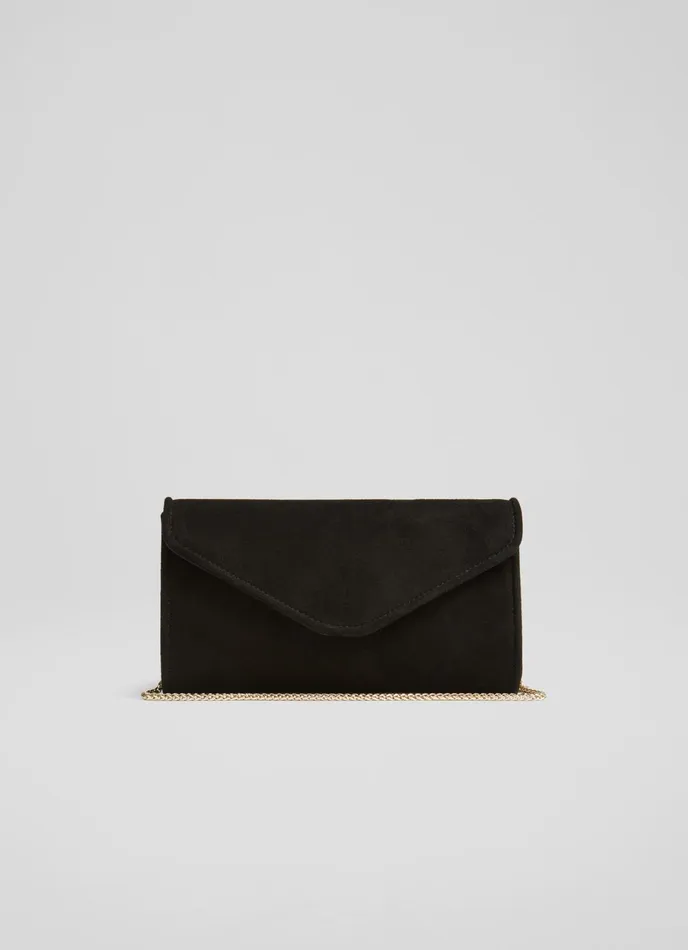 LK Bennett Dominica Orange Suede Clutch Bag Women Clutch Bags