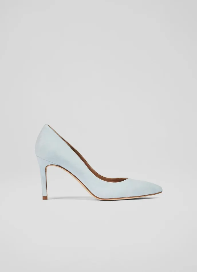 LK Bennett Floret Sea Green Suede Pointed Toe Courts Women Court Shoes
