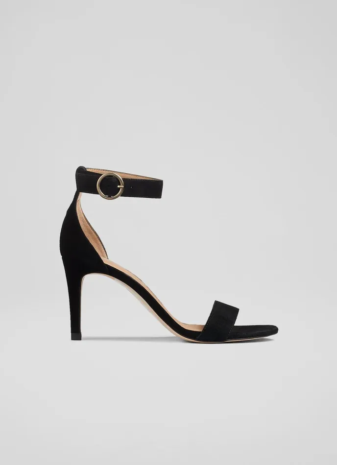 LK Bennett Ivy Black Suede Single Strap Sandals Women Sandals
