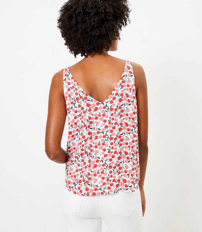 LOFT Cherry VNeck Shell Whisper White Women Tops