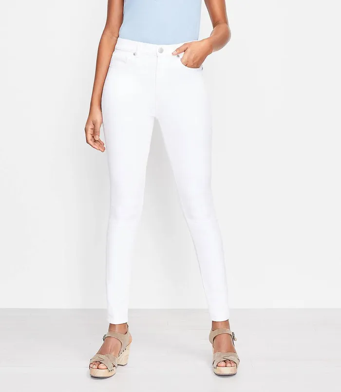 LOFT High Rise Skinny Jeans In White White Women Jeans