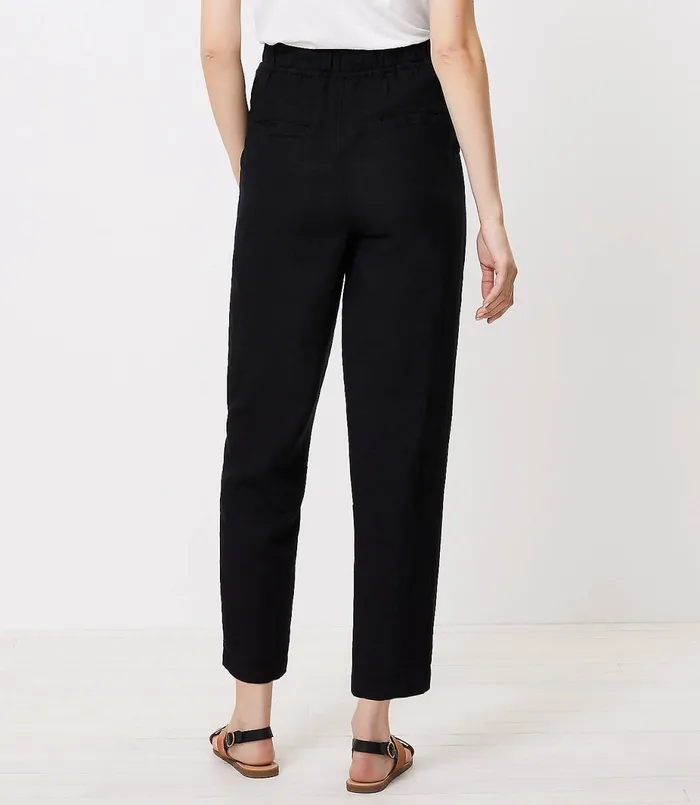LOFT LOFT Beach Pleated Tie Waist Pants Black Women Swim and Beach
