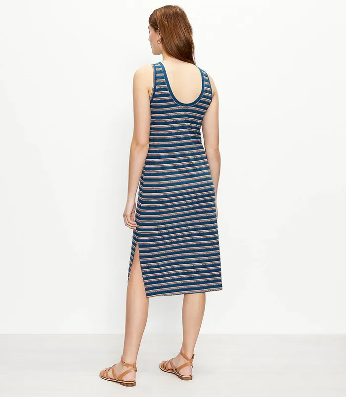 LOFT LOFT Beach Striped Ribbed Midi Dress Deep Mallard Women Swim and Beach