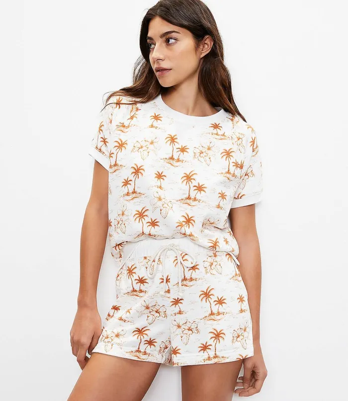 LOFT Lou and Grey Palm Island Cozy Cotton Terry Shorts Whisper White Women Loungewear