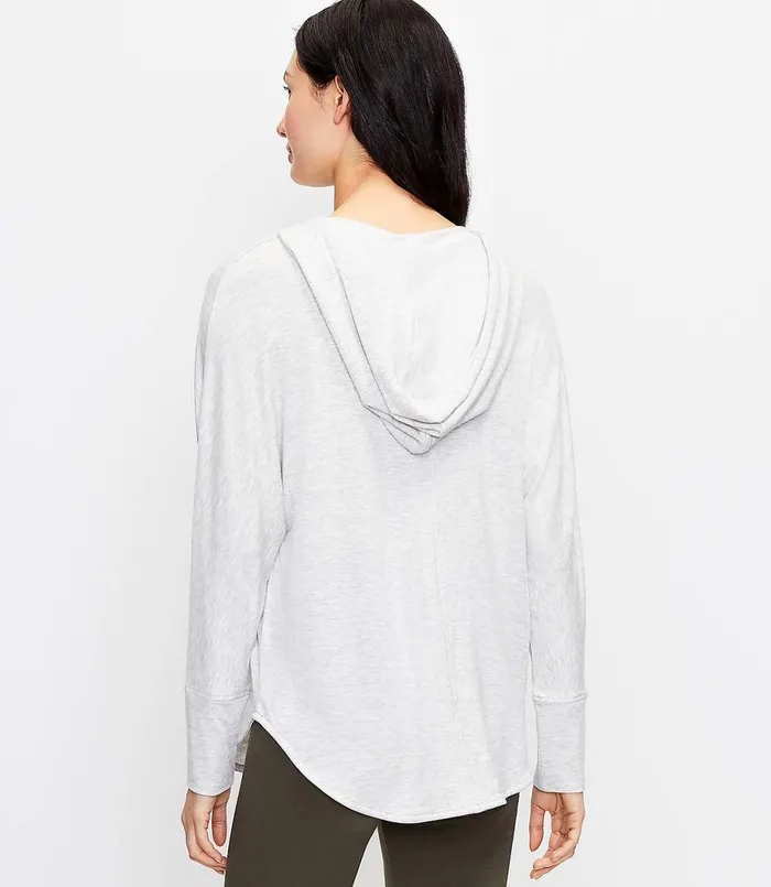 LOFT Lou and Grey Signaturesoft Plush Hoodie Top Charcoal Women Loungewear