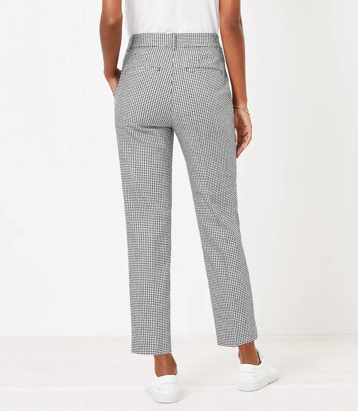LOFT Perfect Straight Pants In Gingham Stretch Double Weave Blackwhite Multi Women Pants
