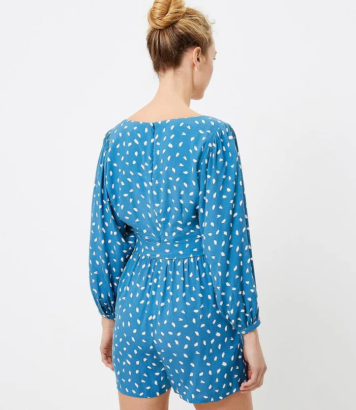 LOFT Petite Brushstroke VNeck Romper Rivers End Women Petite Dresses