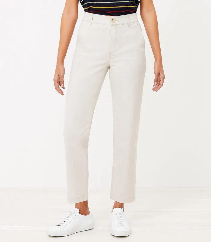 LOFT Petite Curvy Perfect Straight Pants In Washed Twill Black Women Petite Pants