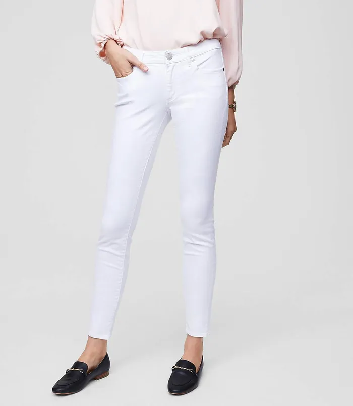LOFT Petite Curvy Slim Pocket Skinny Jeans In White White Women Petite Jeans