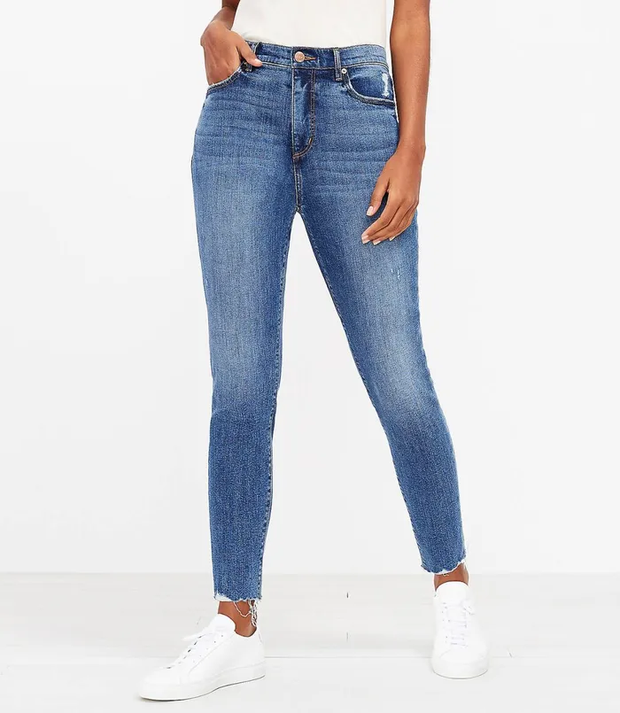 LOFT Petite Fresh Cut High Rise Skinny Ankle Jeans In Authentic Mid Vintage Wash Authentic Mid Vintage Wash Women Petite Jeans