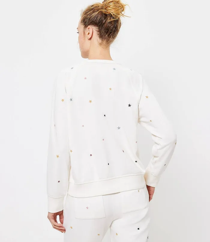 LOFT Petite Lou and Grey Star Terry Sweatshirt Whisper White Women Petite Tops