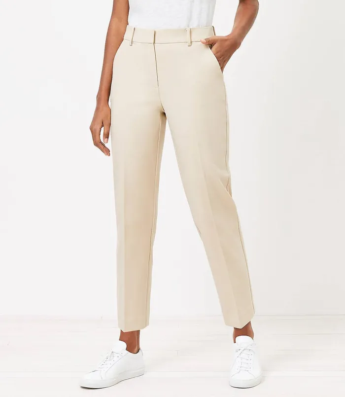 LOFT Petite Perfect Straight Pants In Stretch Double Weave Black Women Petite Pants