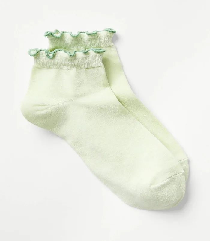 LOFT Ruffle Ankle Socks Delicate Seafoam Women Socks