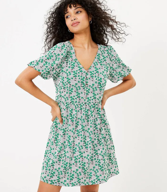 LOFT Side Tie VNeck Dress Whisper White Women Fit and Flare Dresses