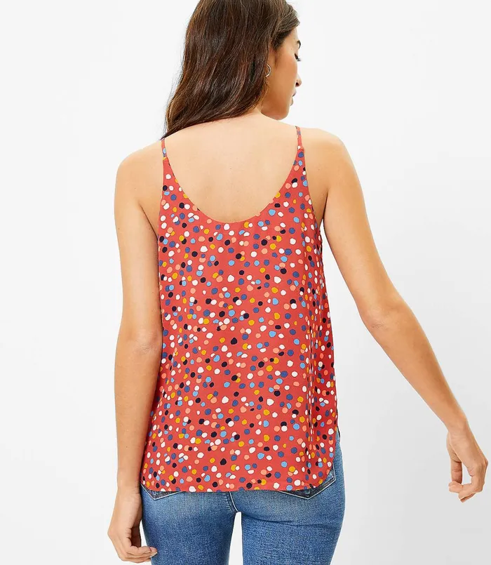 LOFT Spotted Scoop Neck Cami Bossa Nova Red Women Tops