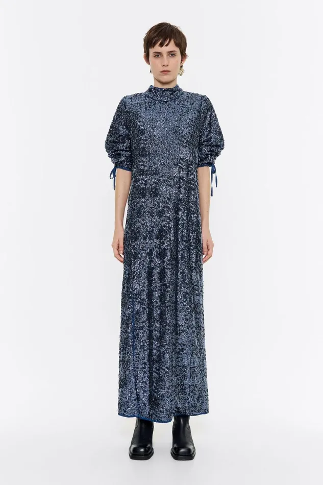 Long Blue Sequin Dress Blue Women Bimba Y Lola Dresses And Jumpsuits