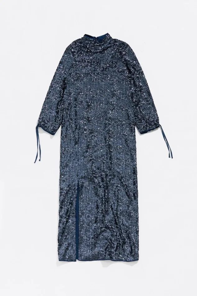 Long Blue Sequin Dress Blue Women Bimba Y Lola Party