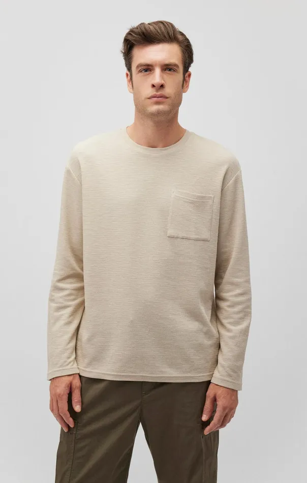Long Sleeve Pocket TShirt In Pelican Men Mavi Jeans TShirts Long Sleeve Pocket TShirt In Pelican Men Mavi Jeans TShirts