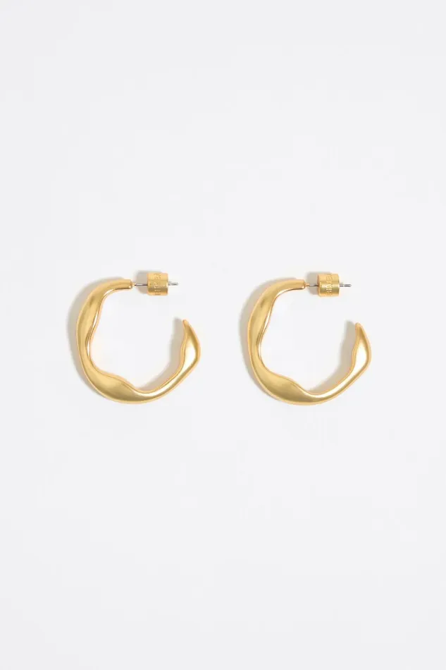 Matte Golden Hoop Earrings Gold Women Bimba Y Lola Jewelry