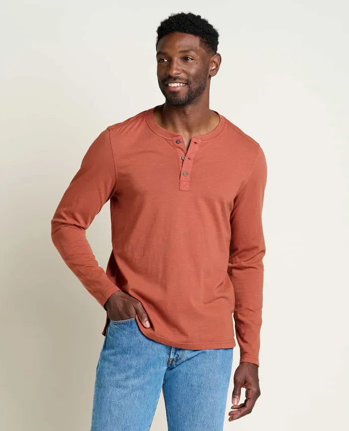 Men8217s ToadandCo Men8217s Primo Long Sleeve Henley Cinnamon Shirts