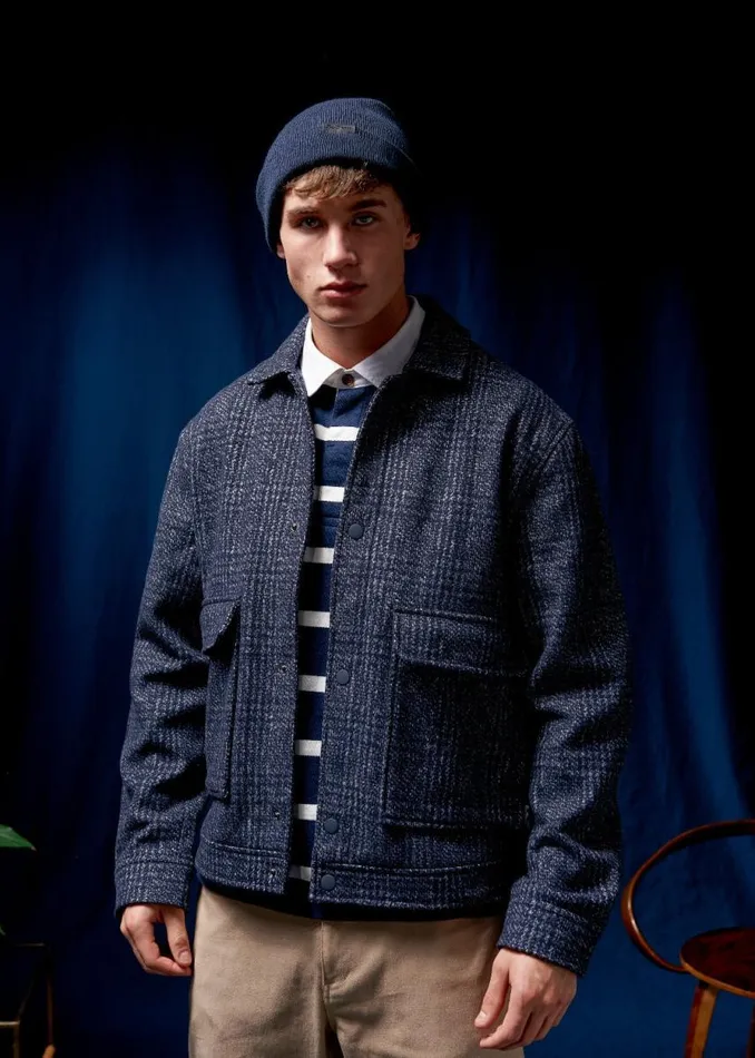 Men Ben Sherman Jackets and Outerwear Wool Blend Blouson Jacket 8211 Midnight