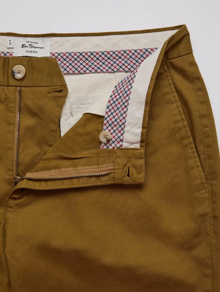 Men Ben Sherman Pants and Chinos Signature Slim Stretch Chino Pant 8211 Bronze