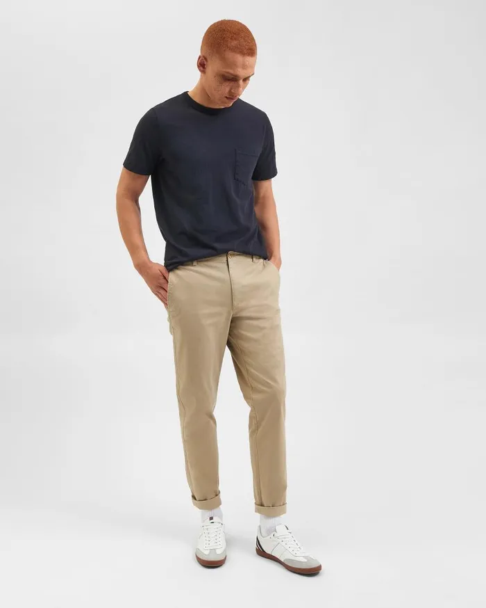 Men Ben Sherman Pants and Chinos Slim Tapered Drawcord Chino Pant 8211 Khaki