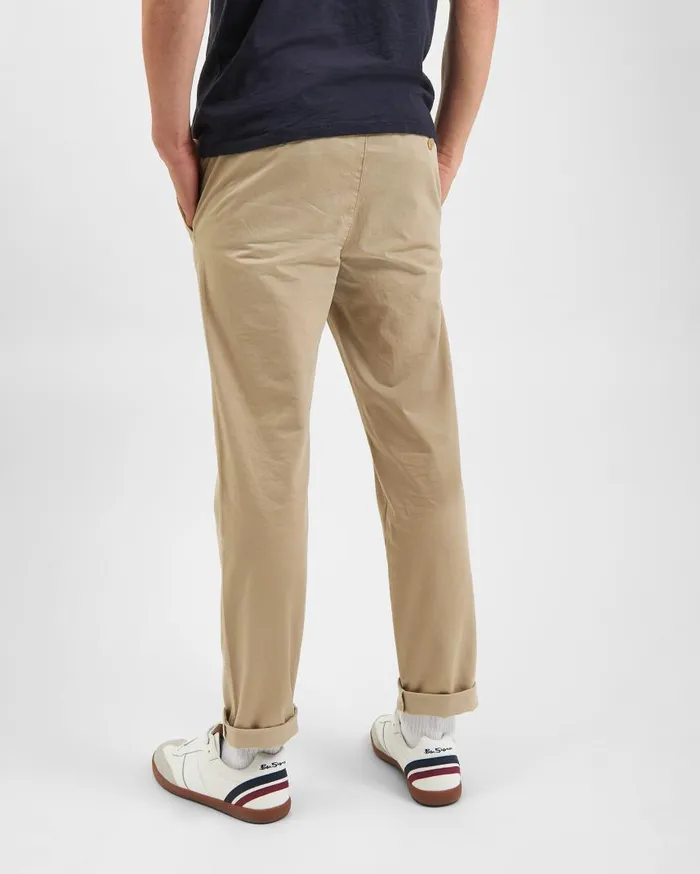 Men Ben Sherman Pants and Chinos Slim Tapered Drawcord Chino Pant 8211 Khaki